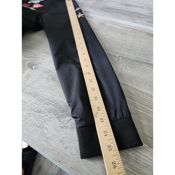 TORRID Black Whatever 92 Love Oh Yeah Patch Bomber Zip Up Jacket Coat Size 1/XL - Picture 14 of 15